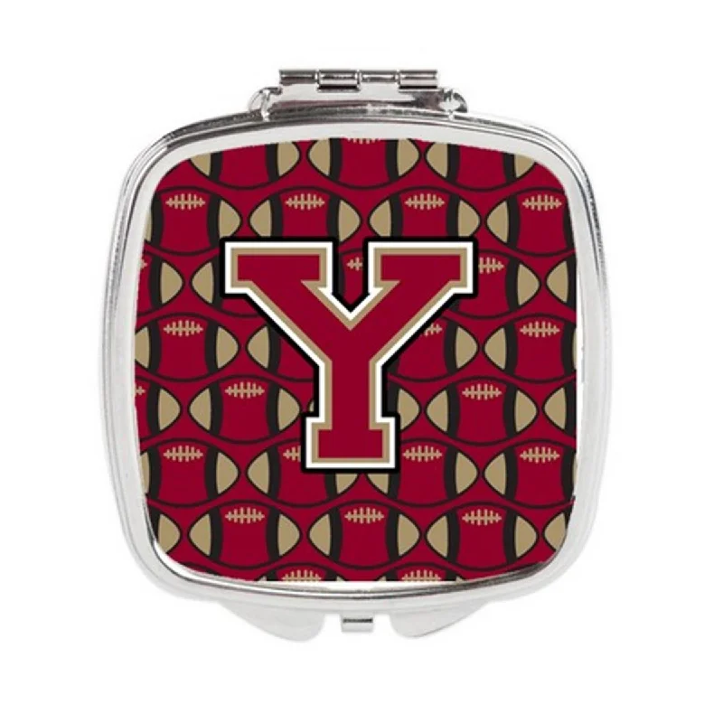 Carolines Treasures CJ1078-YSCM Letter Y Football Garnet & Gold Compact Mirror