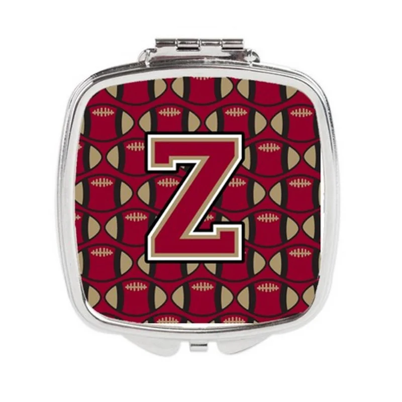 Carolines Treasures CJ1078-ZSCM Letter Z Football Garnet & Gold Compact Mirror