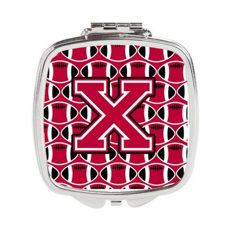 Carolines Treasures CJ1079-XSCM Letter X Football Crimson & White Compact Mirror