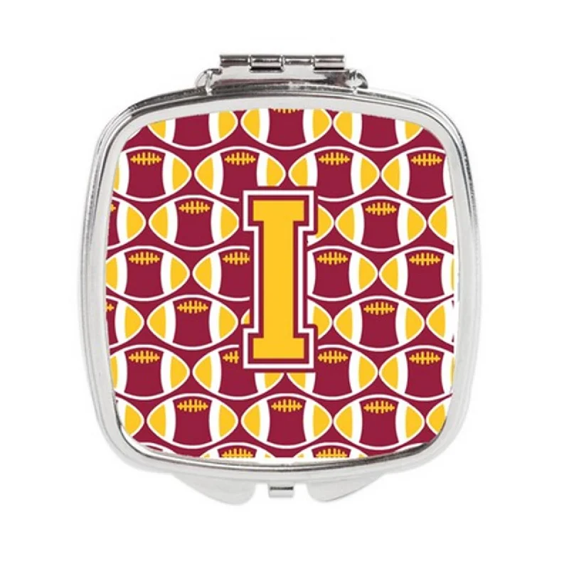 Carolines Treasures CJ1081-ISCM Letter I Football Maroon & Gold Compact Mirror