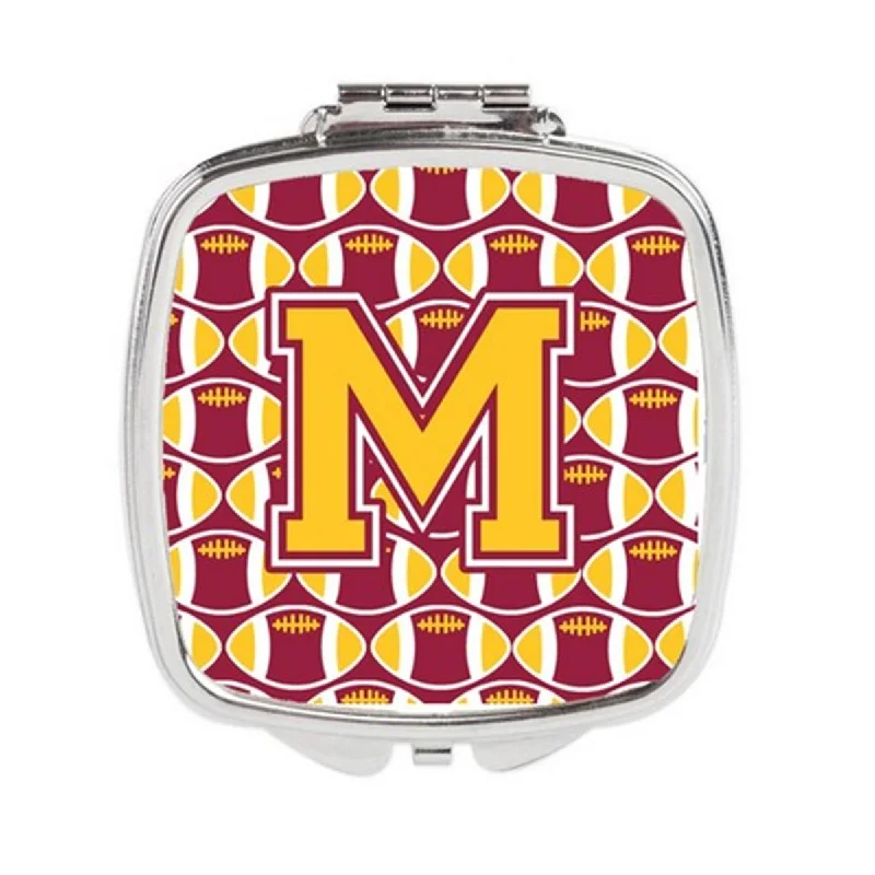 Carolines Treasures CJ1081-MSCM Letter M Football Maroon & Gold Compact Mirror