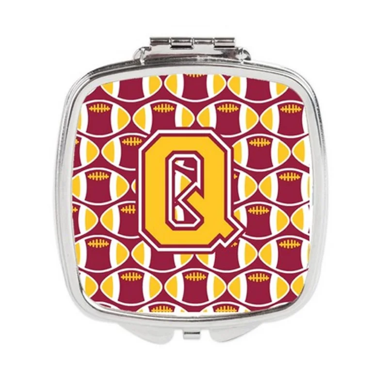 Carolines Treasures CJ1081-QSCM Letter Q Football Maroon & Gold Compact Mirror