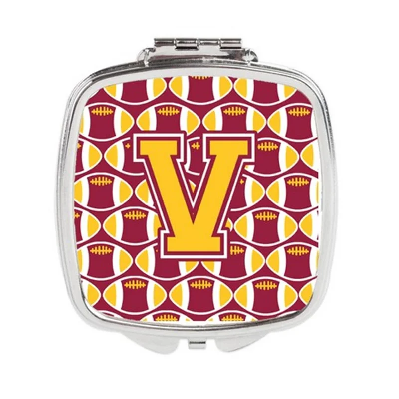 Carolines Treasures CJ1081-VSCM Letter V Football Maroon & Gold Compact Mirror