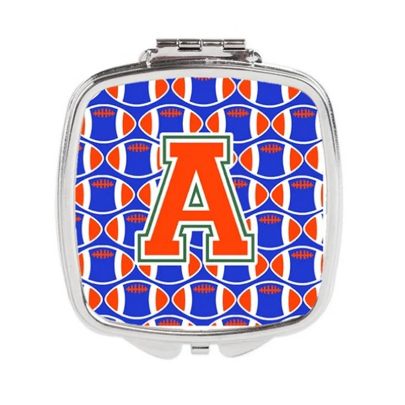 Carolines Treasures CJ1083-ASCM Letter A Football Green, Blue & Orange Compact Mirror