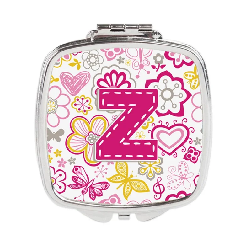 Carolines Treasures CJ2005-ZSCM Letter Z Flowers & Butterflies Pink Compact Mirror