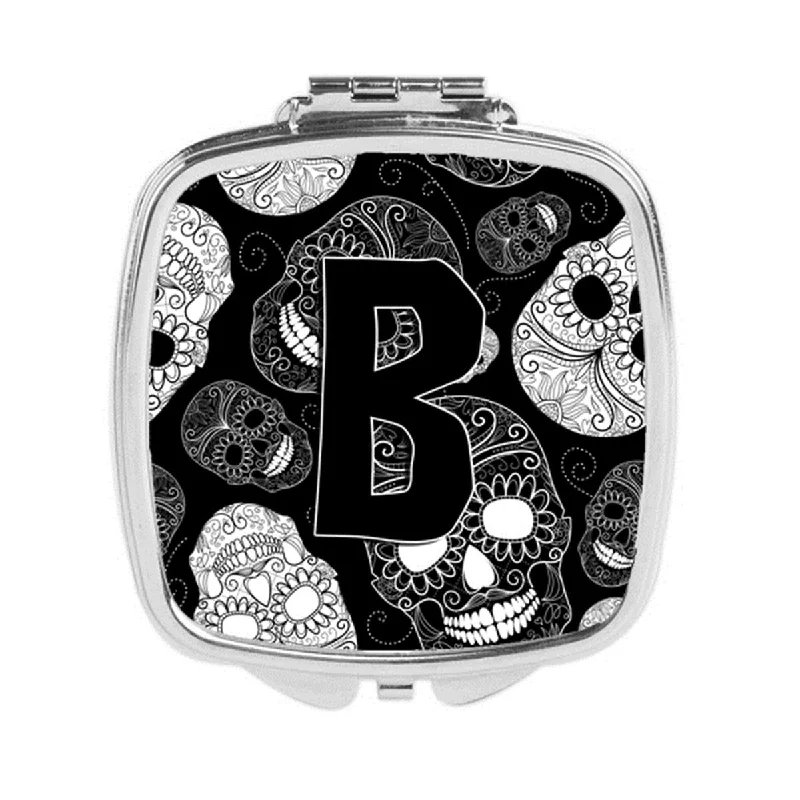 Carolines Treasures CJ2008-BSCM Letter B Day of the Dead Skulls Black Compact Mirror