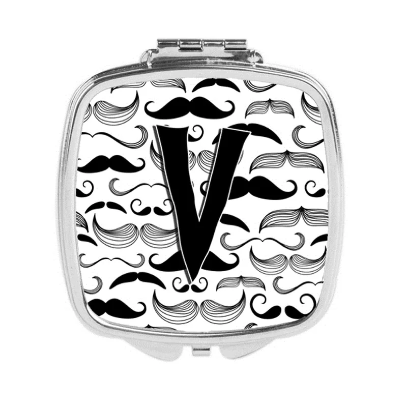 Carolines Treasures CJ2009-VSCM Letter V Moustache Initial Compact Mirror