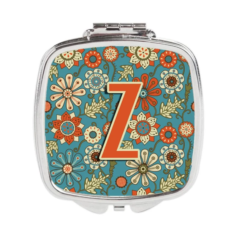 Carolines Treasures CJ2012-ZSCM Letter Z Flowers Retro Blue Compact Mirror