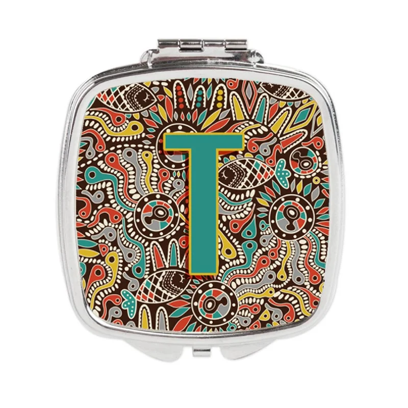 Carolines Treasures CJ2013-TSCM Letter T Retro Tribal Alphabet Initial Compact Mirror