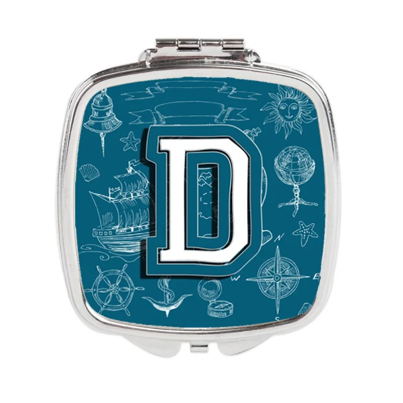 Carolines Treasures CJ2014-DSCM Letter D Sea Doodles Initial Alphabet Compact Mirror