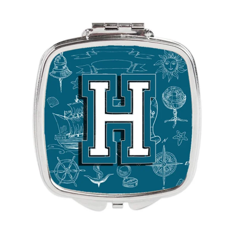 Carolines Treasures CJ2014-HSCM Letter H Sea Doodles Initial Alphabet Compact Mirror