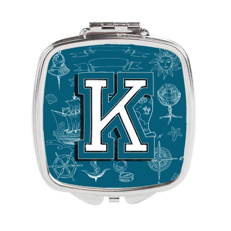 Carolines Treasures CJ2014-KSCM Letter K Sea Doodles Initial Alphabet Compact Mirror