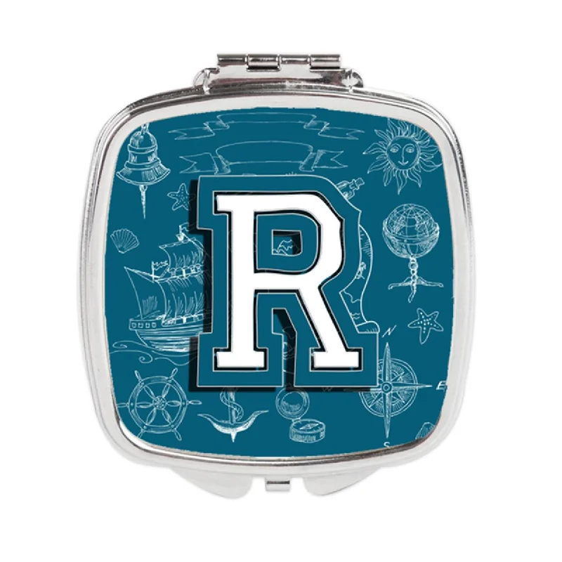 Carolines Treasures CJ2014-RSCM Letter R Sea Doodles Initial Alphabet Compact Mirror