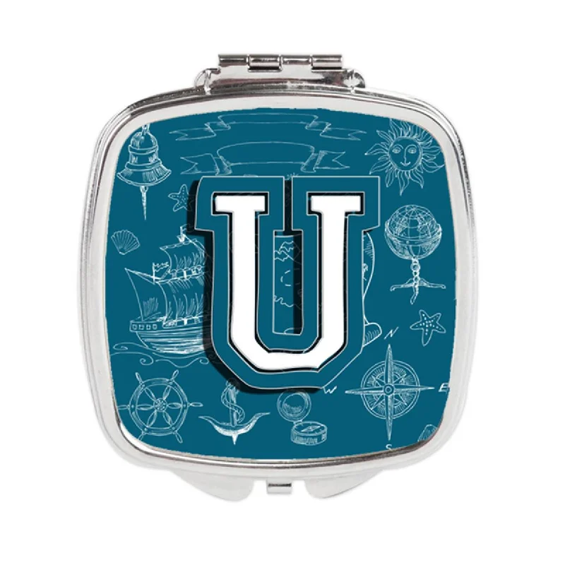 Carolines Treasures CJ2014-USCM Letter U Sea Doodles Initial Alphabet Compact Mirror