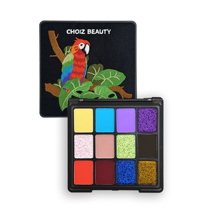 CHOIZ BEAUTY Parrot Embroidery Shimmer 12-Color Eyeshadow Palette