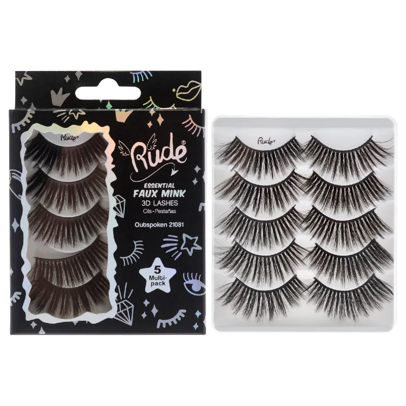 Essential Faux Mink 3D Lashes - Outspoken by Rude Cosmetics for Women - 5 Pair Eyelashes