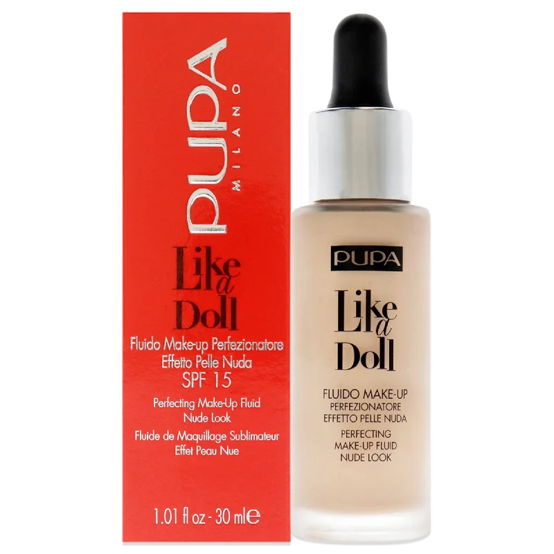 Like A Doll Perfecting Make-Up Fluid Nude Look Foundation SPF 15 - 020 Light Beige by Pupa Milano for Women - 1.01 oz Foundation