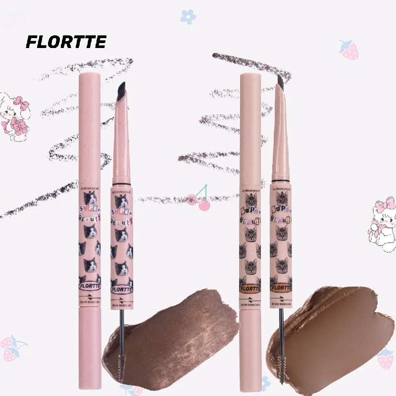 Flortte I Am Super Beauty Eyebrown Pencil and Brown Mascara 180mg+1g